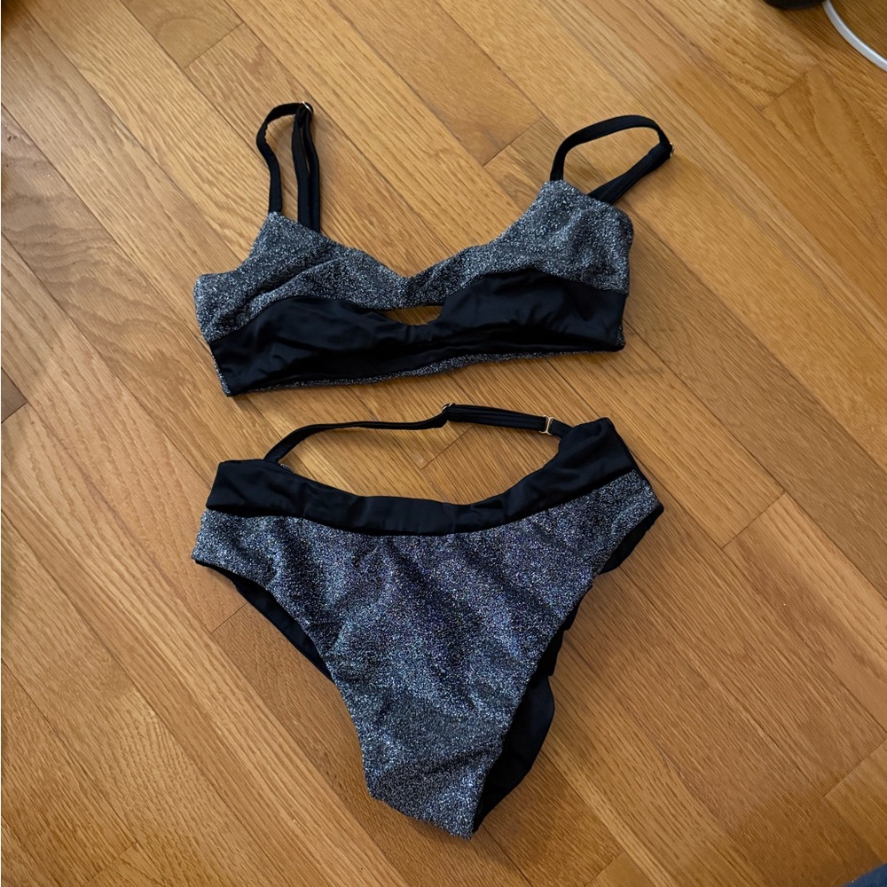 Sparkly Black and Silver Pole Dance Set